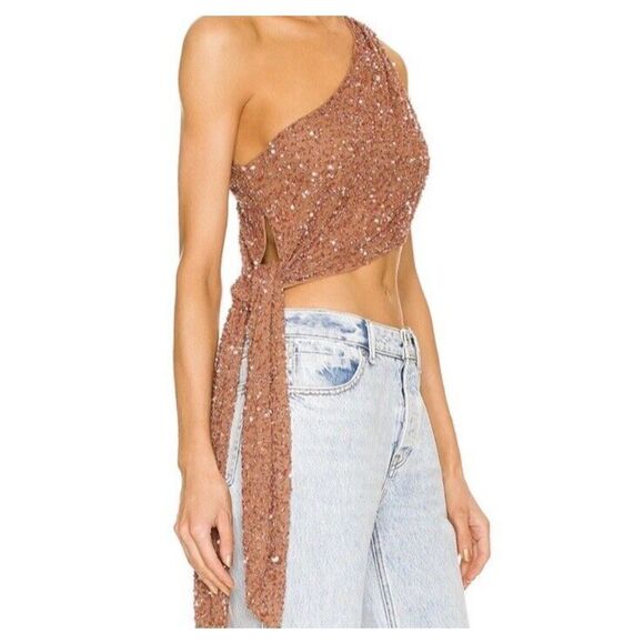 Retroféte Quinn sz L bead sequin one shoulder going out top evening Revolve NWT - Picture 3 of 12